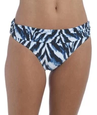 NWT La Blanca Shirred-Band Hipster Bottoms Indigo Animal Instinct Size 14