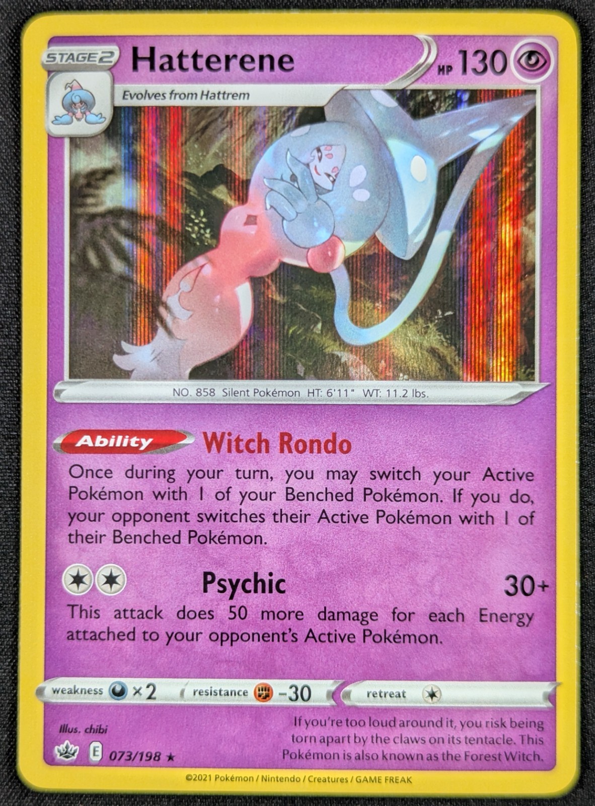 Hatterene 2021 Chilling Reign Holo Rare Pokemon Card 073/198 (NM)