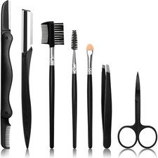 7 in 1 Eyebrow Trimmer Set with Razors Brush Scissors Tweezers and Storage Box
