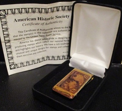 1869-1944 USPS 3 Cent Postage Stamp Money Clip TransContinental Railroad RR US