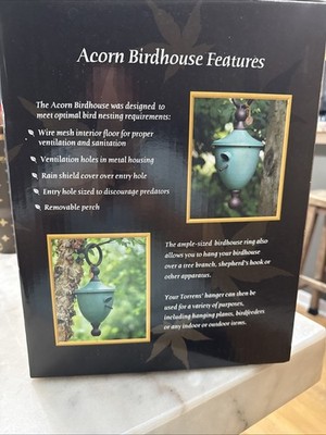 Tom Torrens  Bird House Copper Tone Iron Hand Crafted Acorn sculpture  NIB