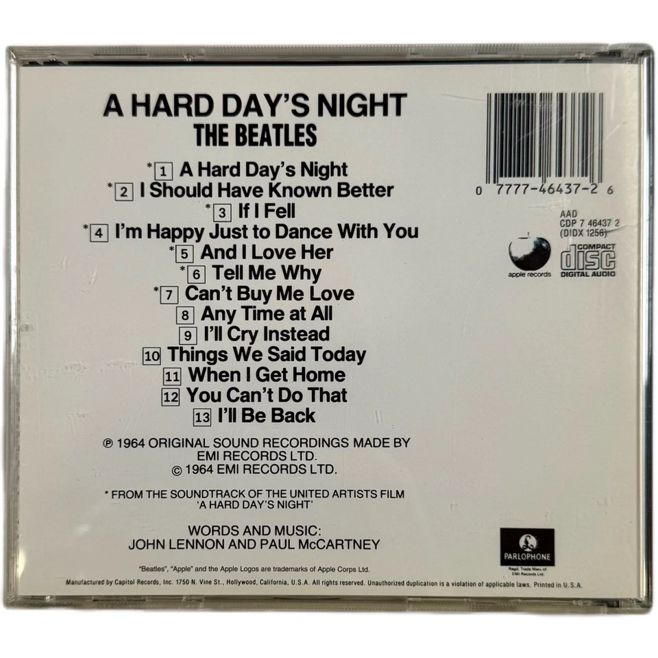 The Beatles – A Hard Day’s Night CD 1987 Parlophone Apple Records AAD Remaster - Image 3 of 4