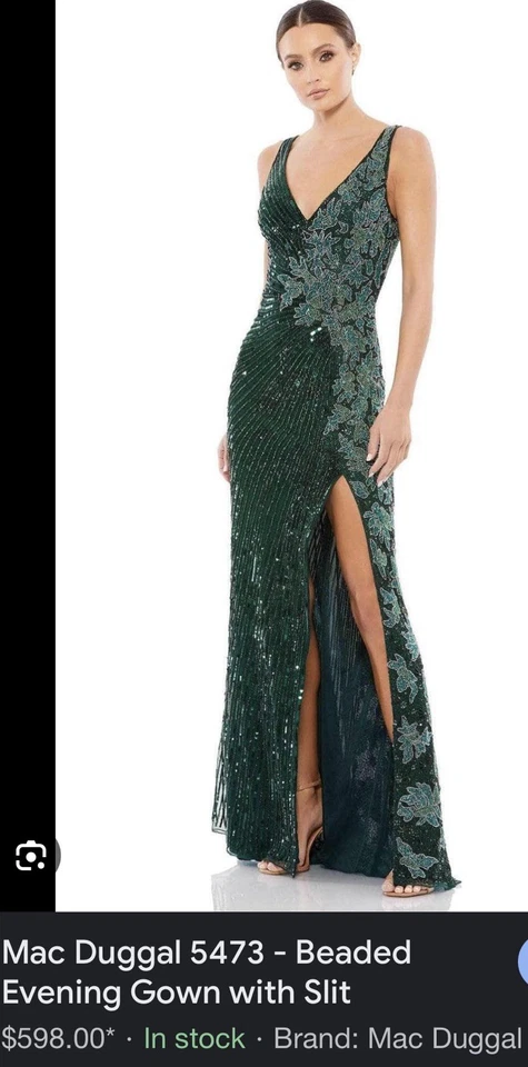 NWT MAC DUGGAL SZ 16 IN DEEP GREEN Sleeveless Evening Gown #5473 - Image 3 of 4