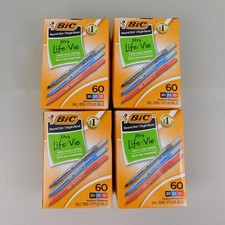 BIC Round Stic Xtra Life Assorted Ink Ballpoint Pens 240pc Lot Black Blue Red