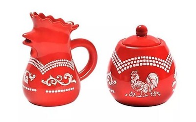 Temp-tations Doodle Doo Sugar and Creamer Set K87733 Red