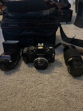 Nikon N2000 Film Camera with 50mm Lens, Flash, and Bag Vintage