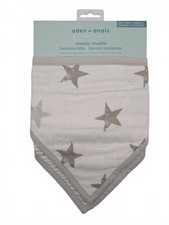 aden anais Essentials Classic Muslin Bandana Bibs - Gray Star Print