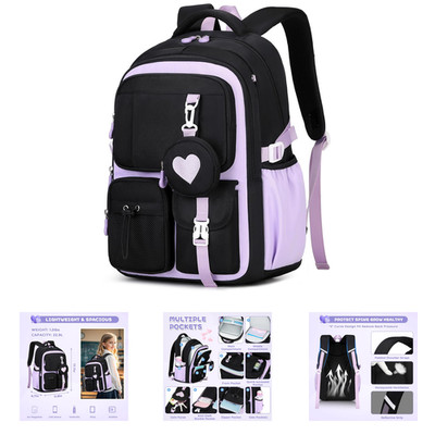 Girls Backpack for School and Travel, Lightweight Waterproof Bookbag with