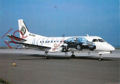 Ansichtskarte-:AIR OSTRAVA (SKODA LIVERY) SAAB SF340A OK-PEP @ PRG