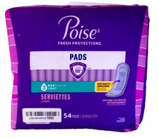 Poise Incontinence Pads for Women - 3 Drop Light Absorbency Regular Length 54 Ct