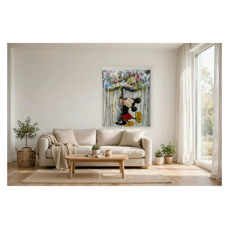 Quadro Metallo Topolino Mickey Mouse Disney Bomboletta Spray Street PopArt 60x80, fotografia 2 di 9