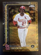 Lou Brock 2025 Topps Gilded Base Gold Chrome Wave Refractor /75 Cardinals