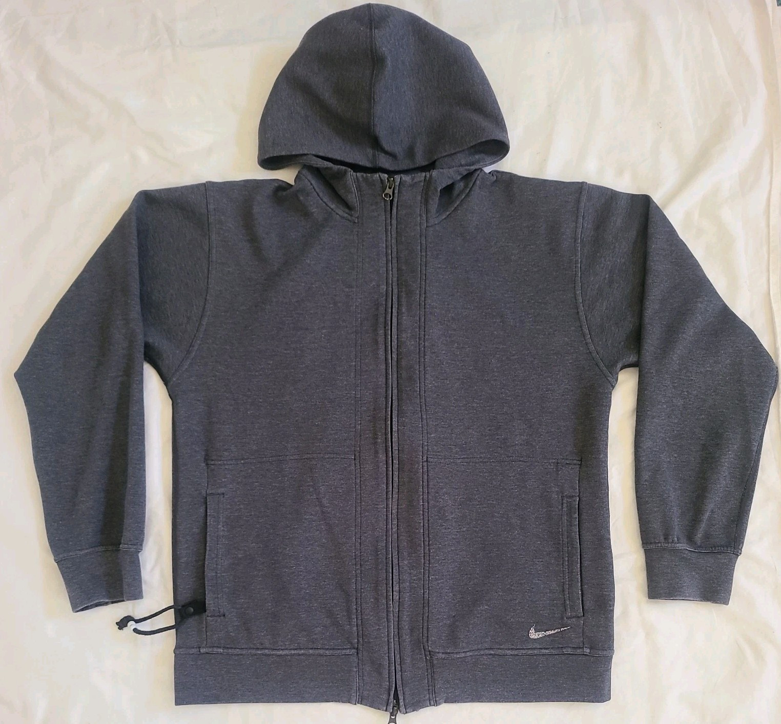 Nike Yoga Jacket Mens Large Gray Dri-Fit Full Zip Training Hoodie Stretch Yoga