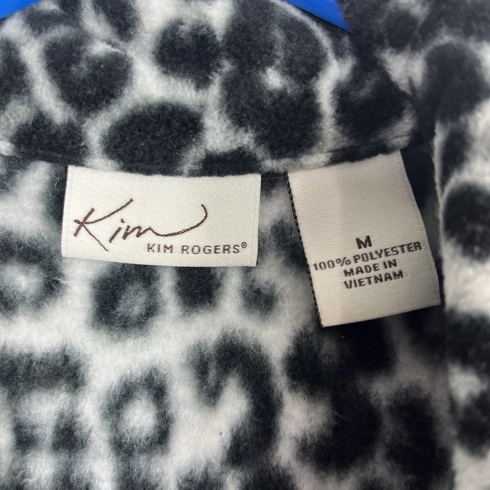 Chaleco Para Mujer Kim Rogers Cuello Negro Gris Blanco Estampado Leopardo Cremallera Completa Talla M Foto 2 de 4