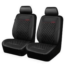 Quilting Leather Seat Cover Seats Only, Universal Fit Two Front All Black