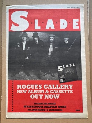 SLADE ROGUES GALLERY POSTER SIZED original music press advert from 1985 - printe