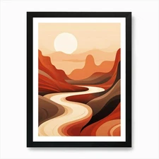 Desert Abstract Minimalist 6 Art Pr Framed Wall Art Poster Canvas Print Picture