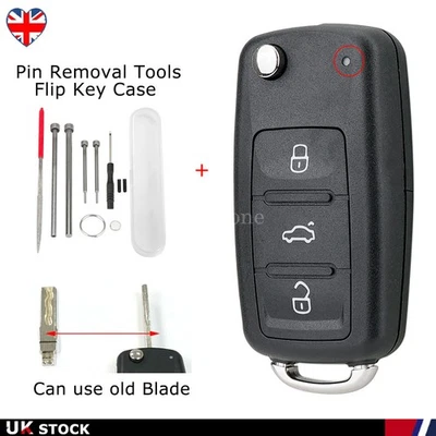 Flip Key Fob Case + Tools For VW Golf MK6 Transporter T5 Caddy Scirocco Tiguan