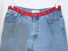 Vtg Tommy Hilfiger Jeans Logo Red Waist Band 2001 Stone Wash Women's 14