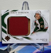 2010-11 UD ULTIMATE COLLECTION JUSTIN FALK #DT-JF DEBUT ROOKIE JERSEY SP 085/200