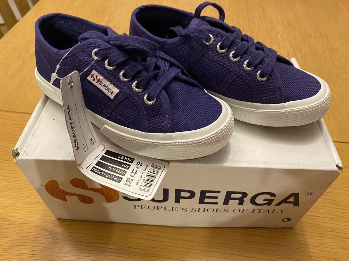 Girls Purple Violet Superga canvas shoes 2750 classic UK 10 EU 28
