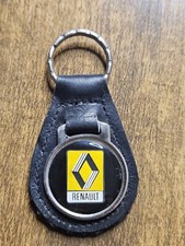 Renault Yellow Black Auto Logo Genuine Leather Vintage Keychain