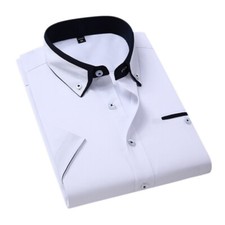 Men's Dress Shirts Formal Business Button Slim Fit Short Sleeves Casual Shirts
