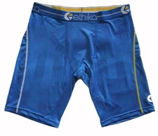 ETHIKA Thin Line on Sides Blue Poly Micromesh Performance Boxers Men's NIP DISC