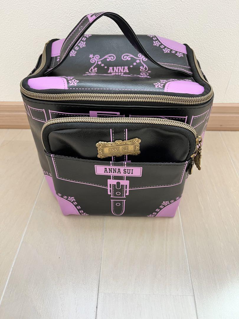 Anna Sui Vanity Pouch Bag Case 2 Set Black Purple Cat Travel Anna Sui Vanity Pouch Bag Case 2 Set Black Purple Cat Travel