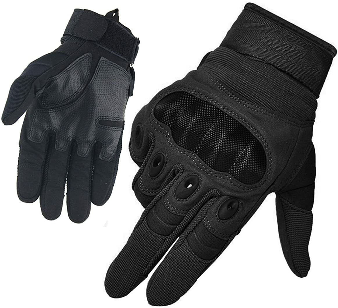 Guanti Moto Moto Fibra di Carbonio Gomma Nocca Marrone Verde Fibra Nera
