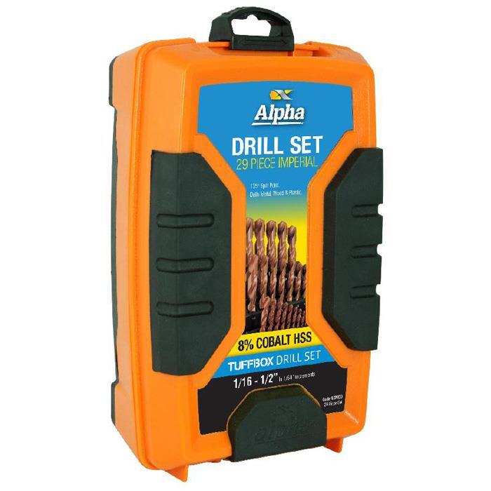 Pack of 2 Alpha 29 Pce Tuffbox Jobber Drill Set 1/16 - 1/2