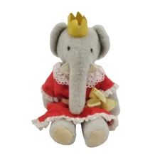Babar Queen Celeste Elephant Plush 15" Eden Toys Inc Red Dress ‘77 Red Dress Toy