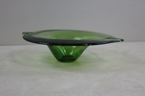 Vintage Murano Mid Century Art Glass Leaf Dish / Bowl Green & Brown Accents - Picture 2 of 12
