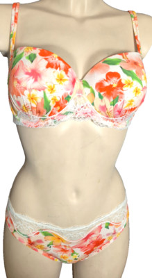 Andres Sarda Berlin Schalen SET Bügel-BH Gr.75E UK34DD + Slip 42 L Luxus Wäsche