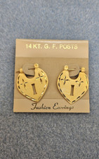 14 kt. G.F. POSTS Gold Color I Etched Earrings