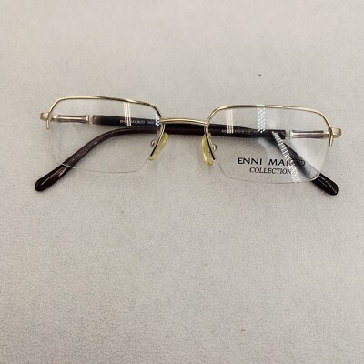 Enni Marco Optical Frame EG177 Gold / Brown Size 51[]19-140 Semi Rimless