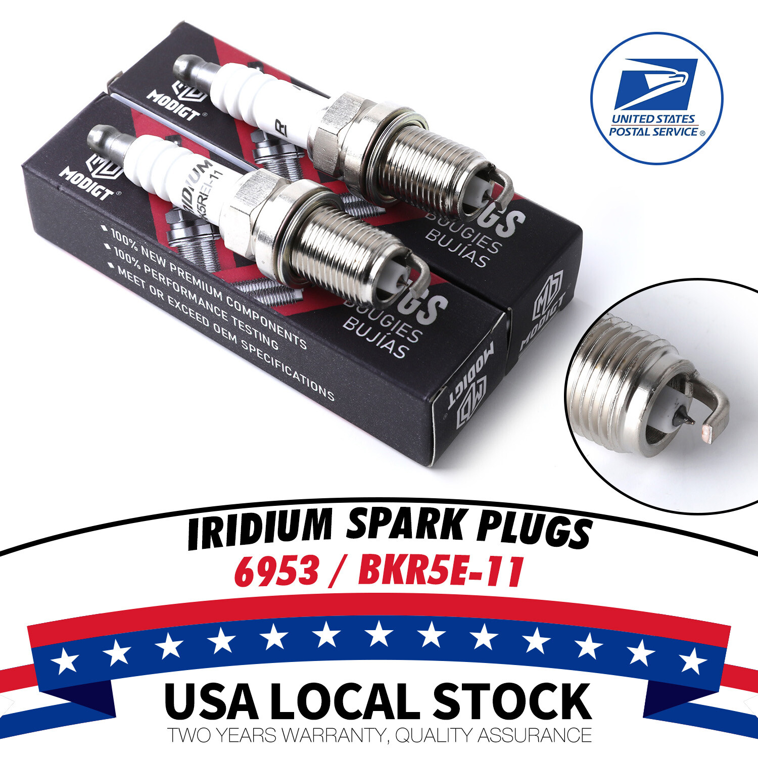 2Pcs Iridium Spark Plugs BKR5E-11/6953 For For Hyundai Mitsubishi Nissan Toyota