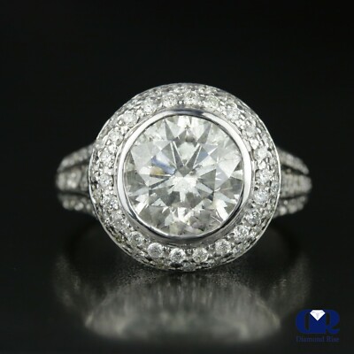 Natural Large Carat Round Cut Diamond Double Halo