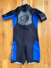 BARE 2/2mm Powerstretch Wetsuit Boys/Girls Youth Size 10 Black/Blue Short Sleeve