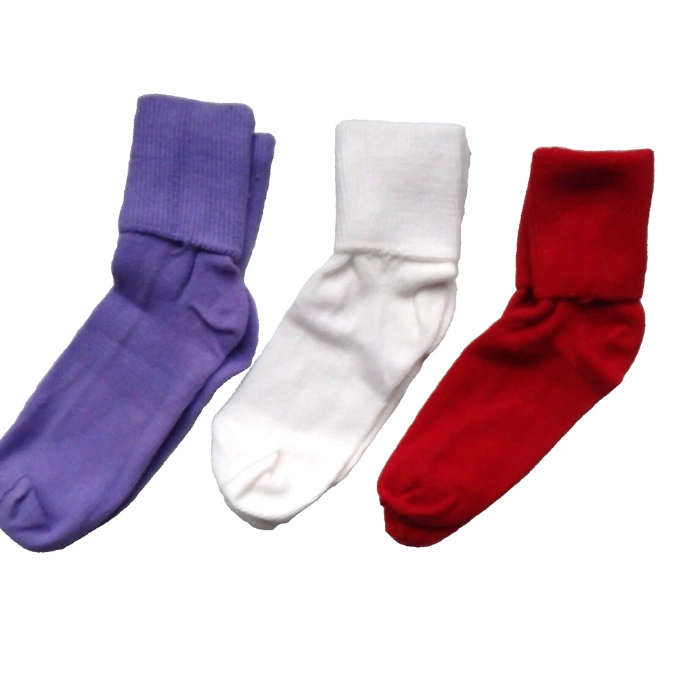Paquete de 3 calcetines bobby blancos, morados y rojos talla 10 1/2-3 1/2 para niñas Foto 2 de 3