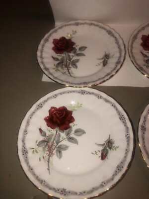 Lot of Royal Stafford England Roses to Remember Bread Dessert