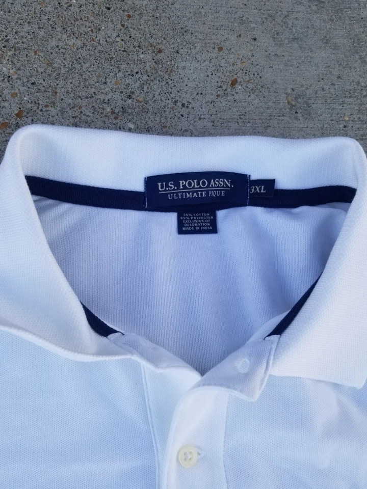 US Polo Assn Mens Polo Golf Rugby Equestrian Polo Shirt White Size 3XL - Image 3 of 4