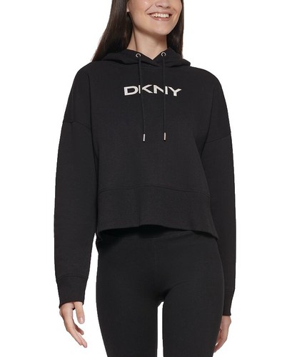 DKNY Sport Soft Fleece Kanga Pocket Hoodie Sudadera Con Capucha, Blk Heather, S Para Mujer