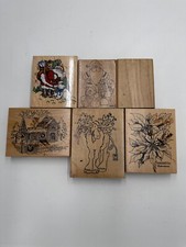 Lot Of 5 Large Christmas Vintage Wooden Stamps