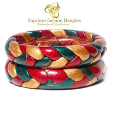 Suprimo Indian Traditional lakh Bangle Kada Red Green Fashion For Women Set Of 2