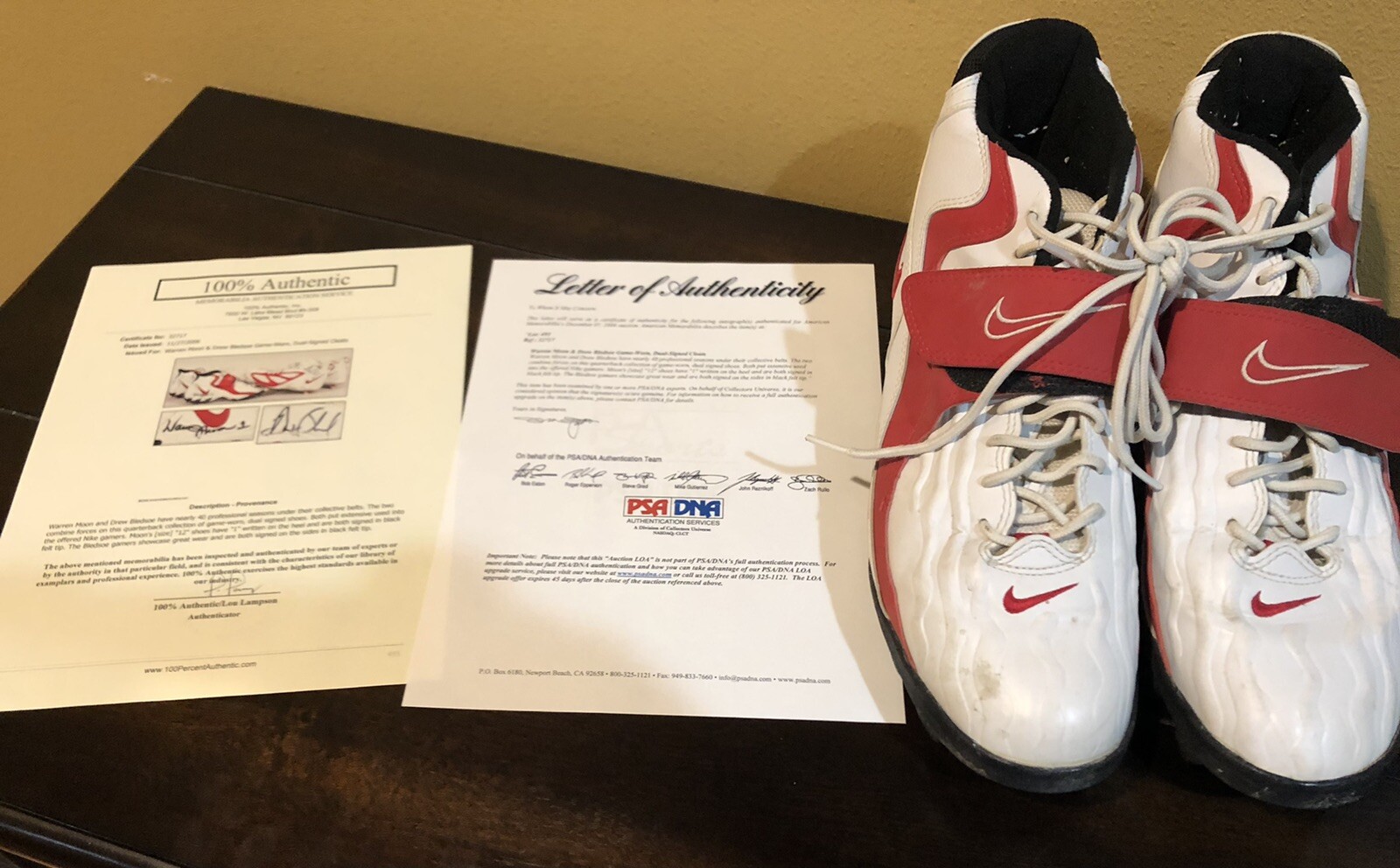 Warren Moon Game Worn Used Cleats Hall Of Fame COA PSA Autographed Signed 2x 