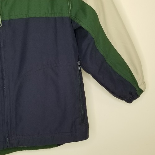 Boys Greendog Jacket Size 5 Blue Green Tan Microfiber Hood Zip Reversible - Picture 3 of 8