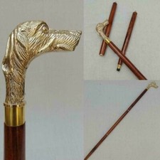 Designer Solid Dog Brass Head Handle Victoria Wooden Stick Walking Shaft Cane US