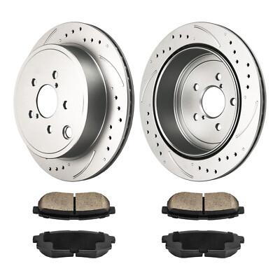 For Subaru Legacy Outback 2010-2014 6pcs Rear Drilled Disc Rotors + Brake Pads