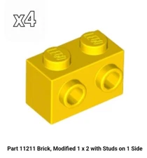 11211 LEGO NEW Parts Brick Modified 1x2 w/ Side Studs YELLOW - (x4) 6119197